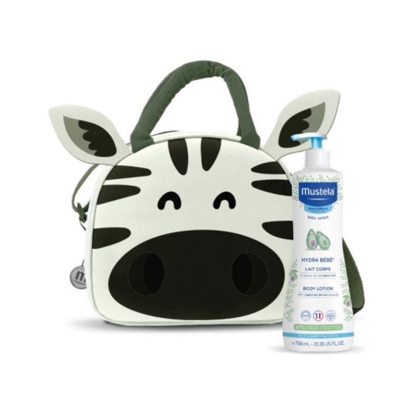 Mustela Bebé Pele Normal Leite Hydra Corporal 750ml + Mochila dos Gigantes (Zebra)