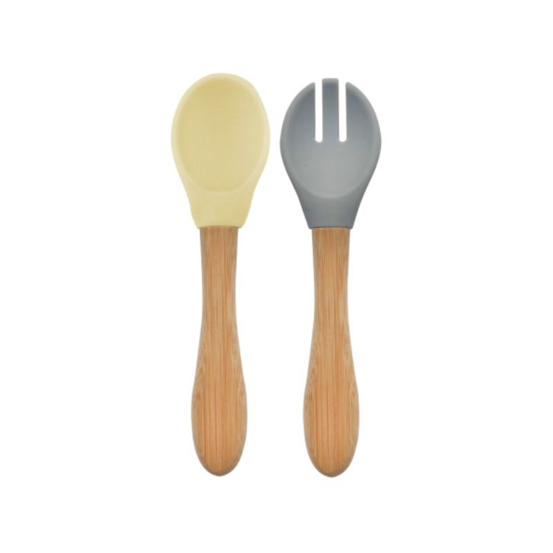 Minikoioi Set Colher e Garfo Amarelo e Cinzento