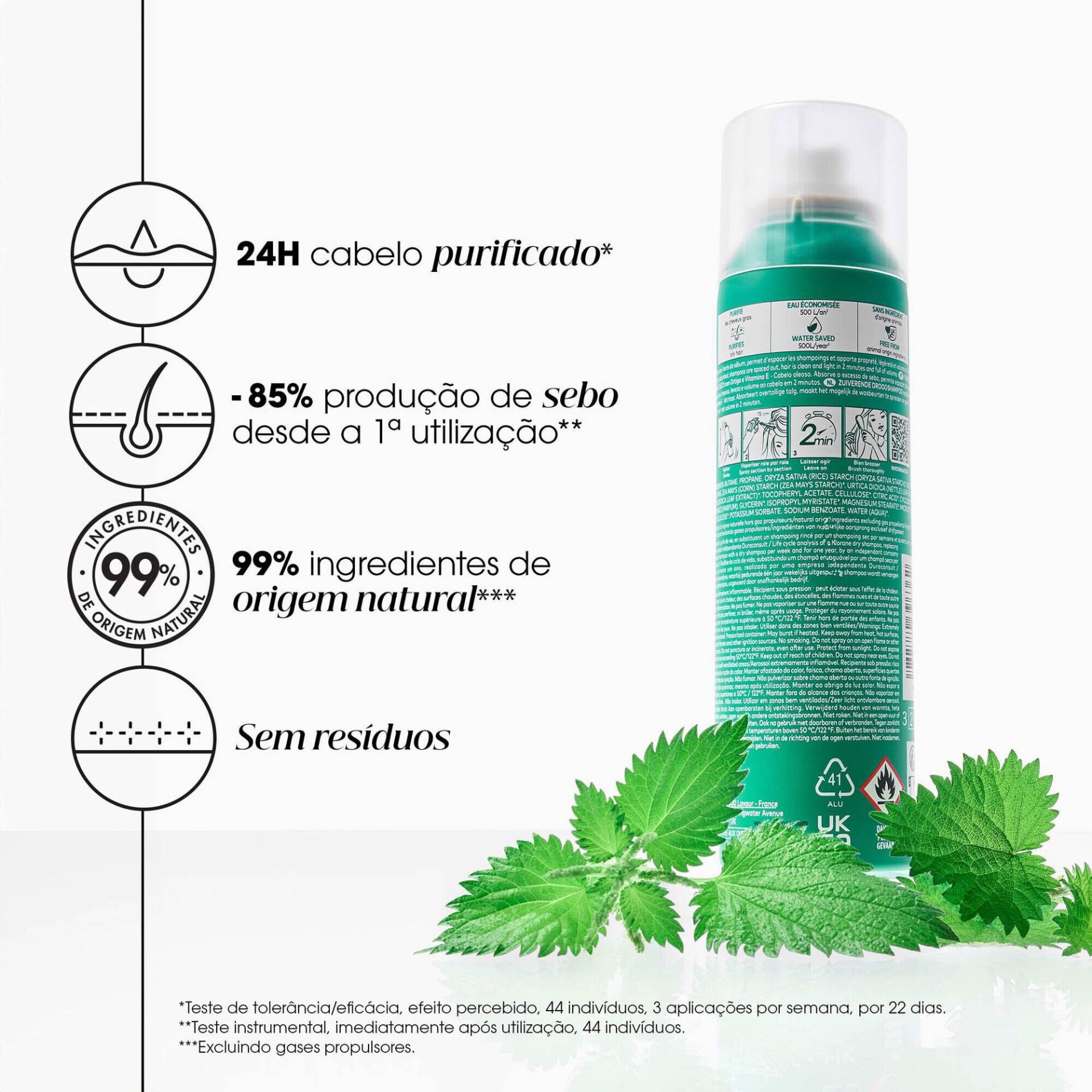 Klorane Purificante Shampoo Seco com Ortiga e Vitamina E 150ml