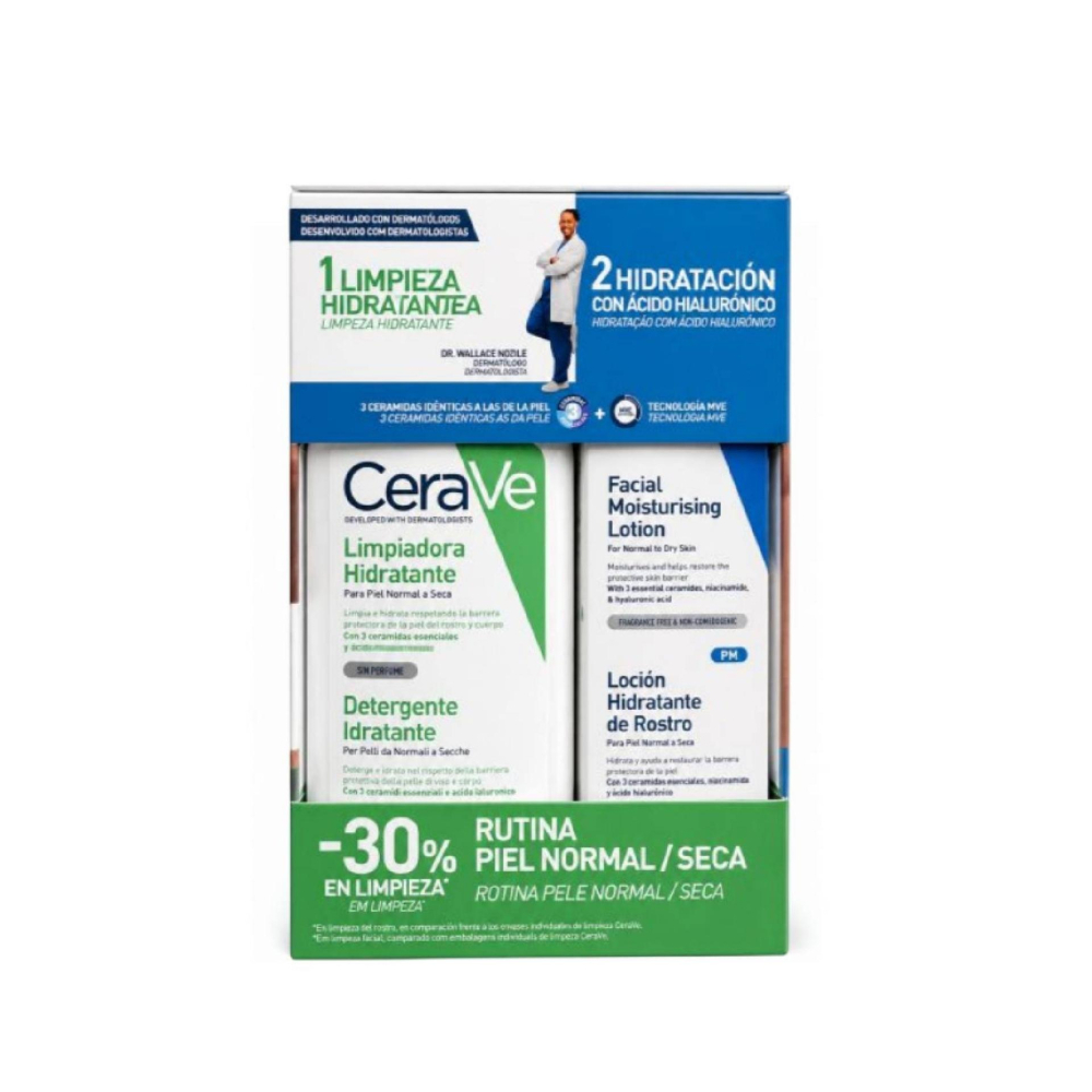 CeraVe Pack Limpeza Hydrating Cleanser 236 ml + Loção PM 52 ml