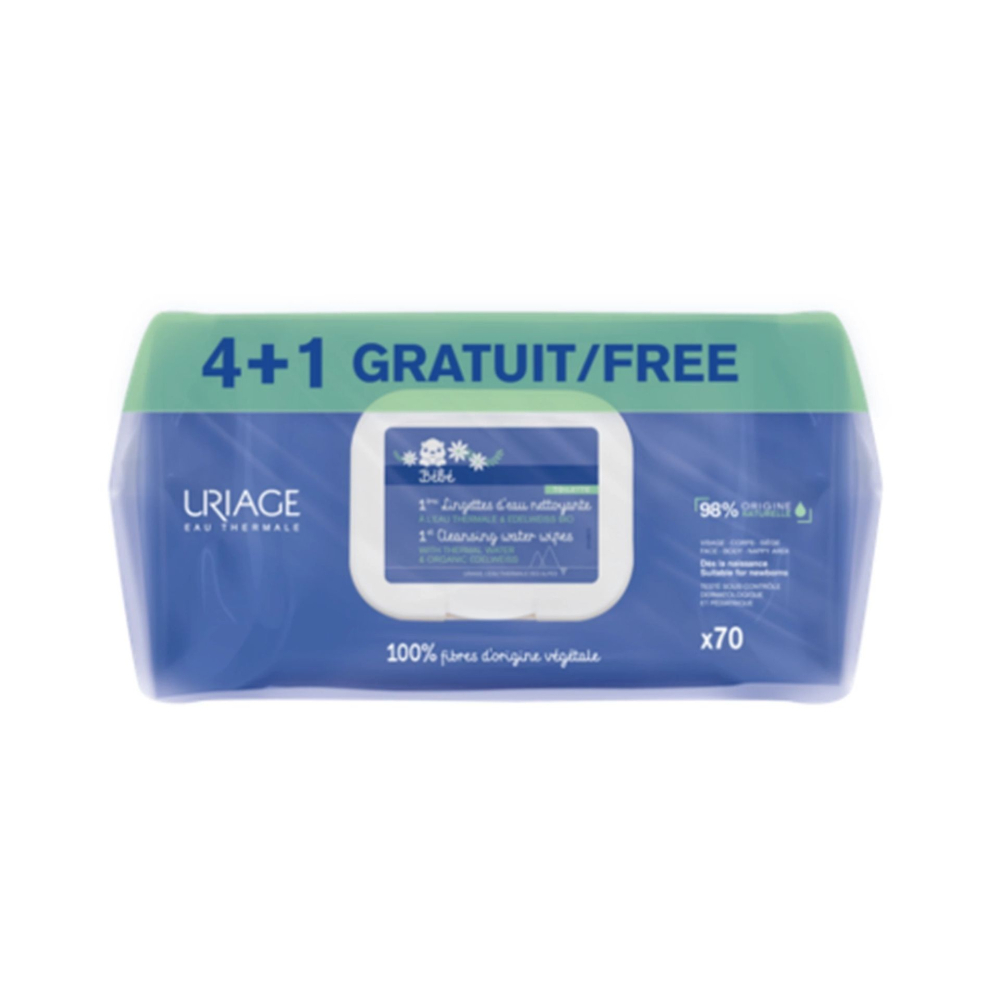 Uriage Bebé 1.º Toalhete de Limpeza 70 unidades x5 Pack